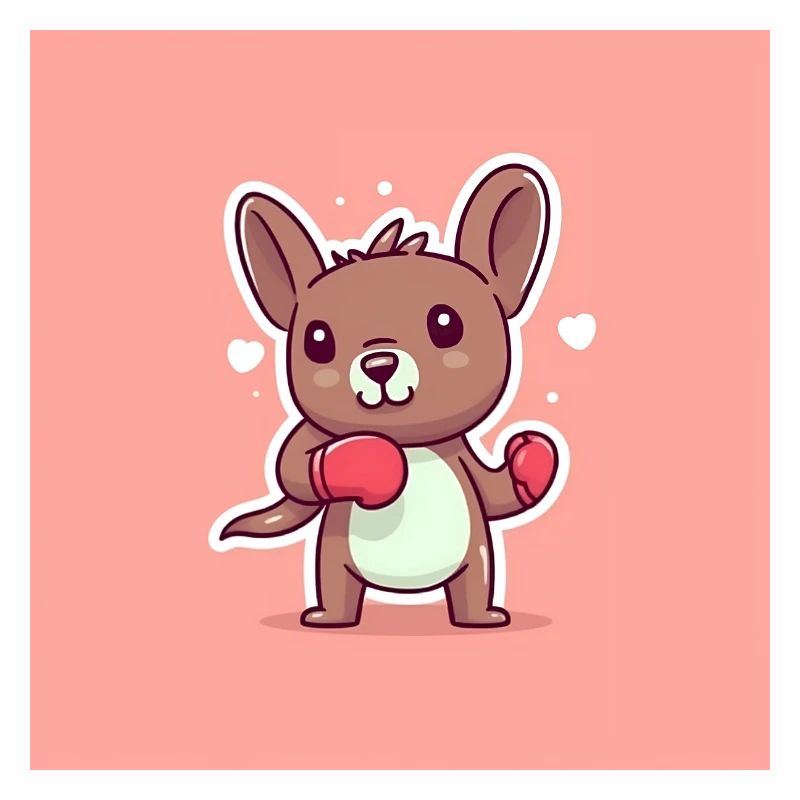 Cute kangaroo with box gloves