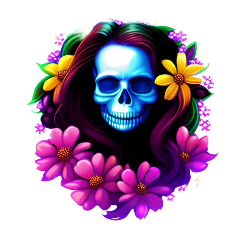 Skull Boho mit Blumenkranz Multicolor