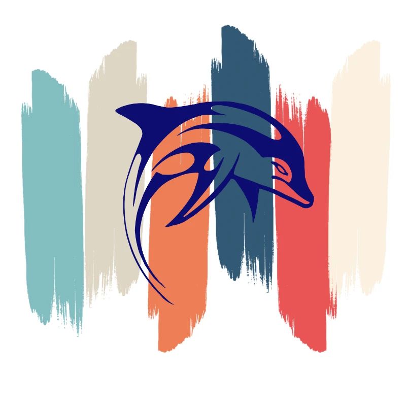 Retro rainbow dolphin