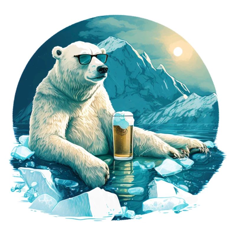 Eisbär chillt mit Bier