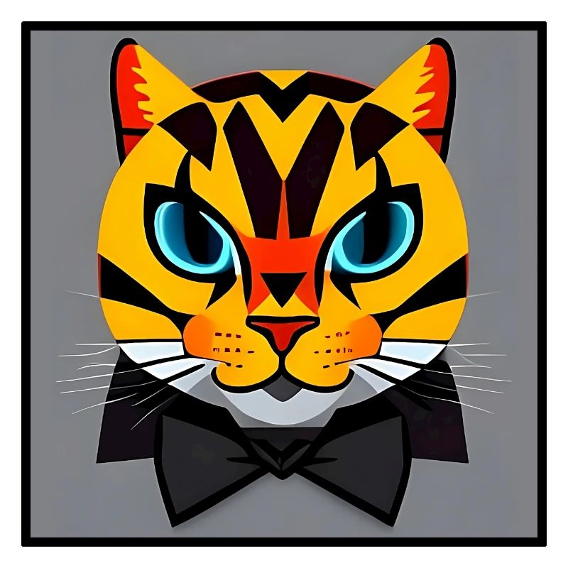 Cartoon - Ocelot with bow tie on a gray background
