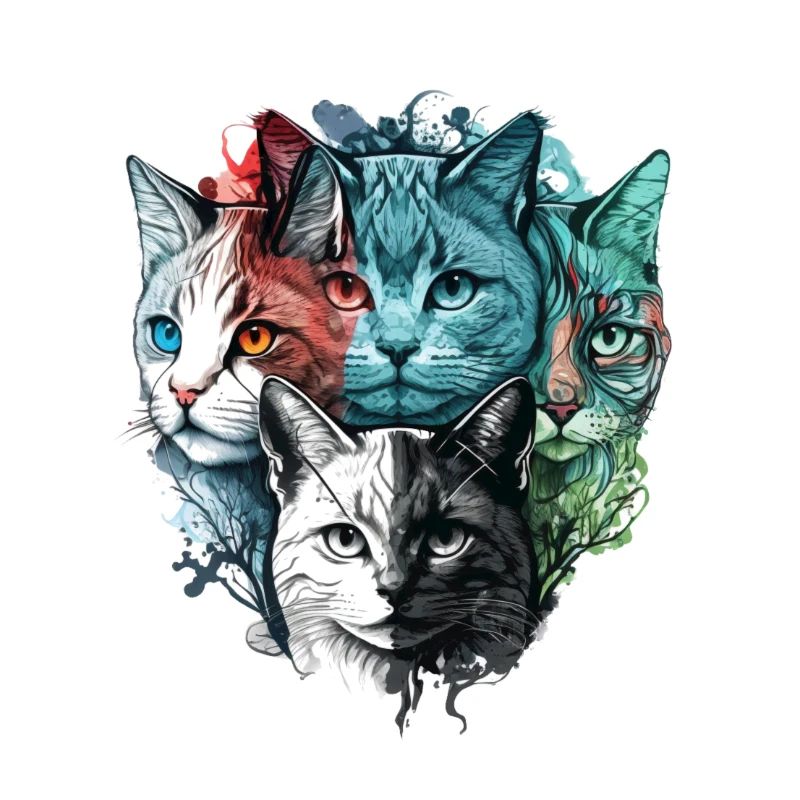 Bunte Katzengesichter