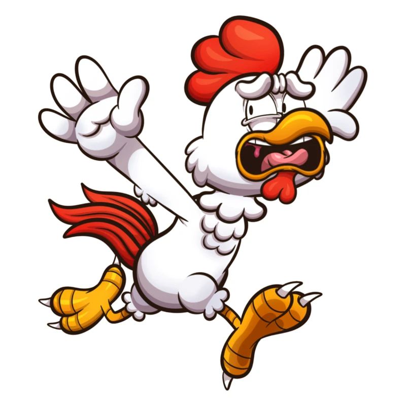 Scared Cartoon Chicken