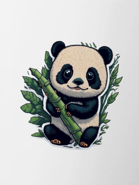 Panda mignon avec bambou