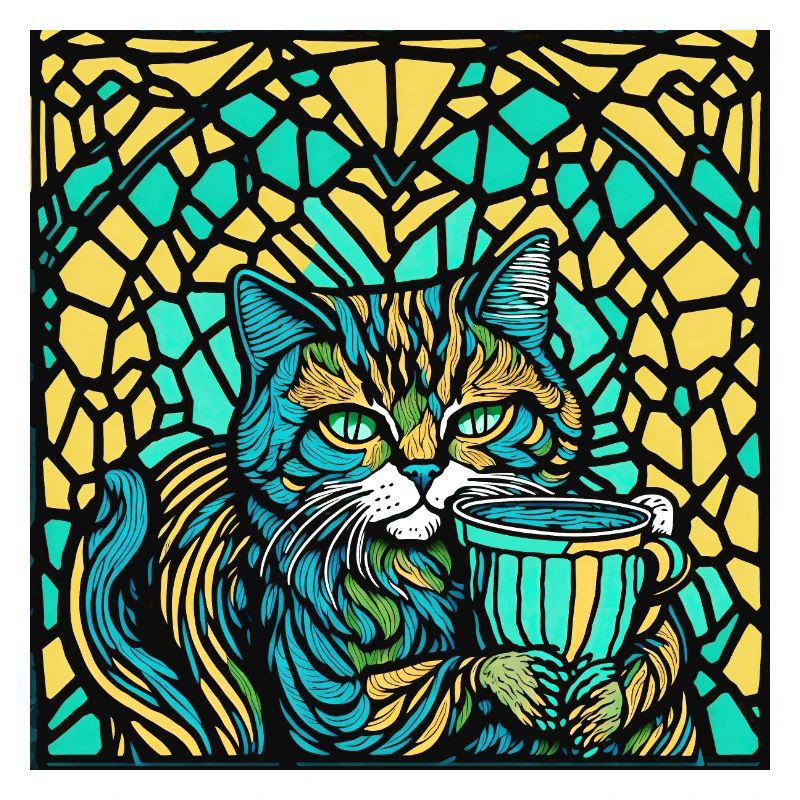 Cat with a cup