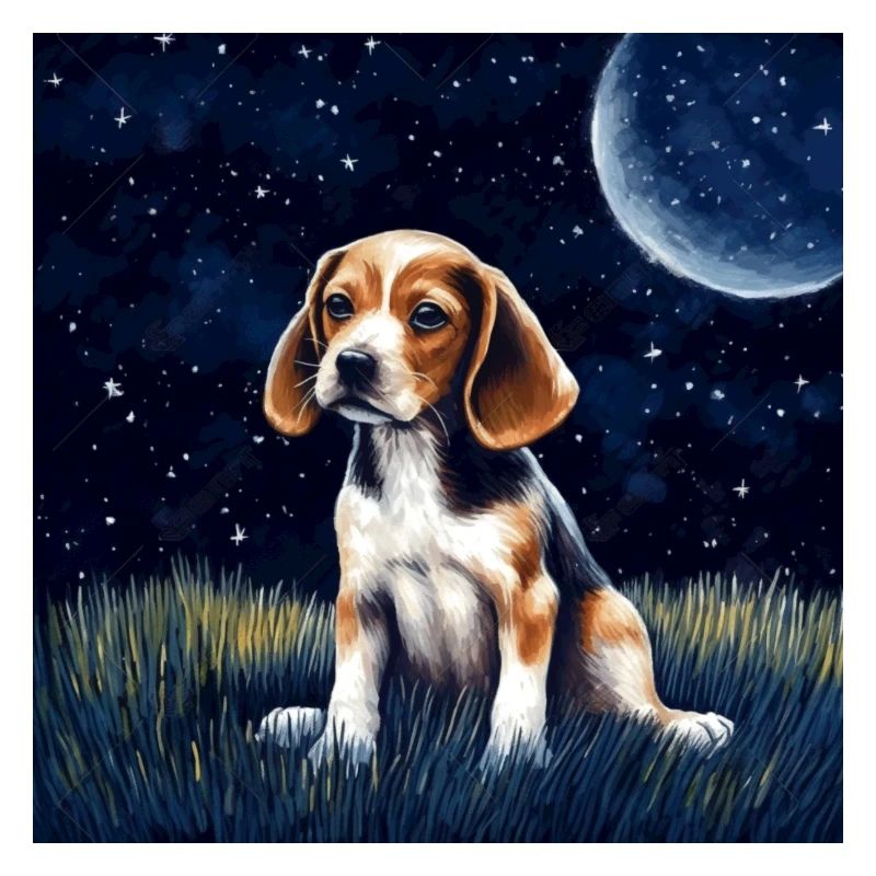 Beagle & the moon