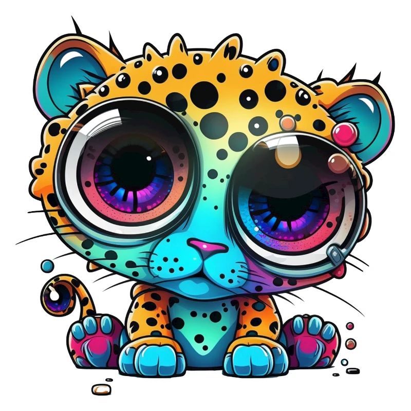 Leopard googly eyes comic style