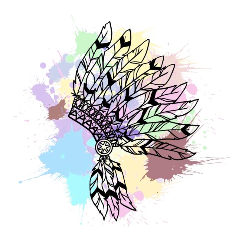 coiffe indienne noire couleur pastel