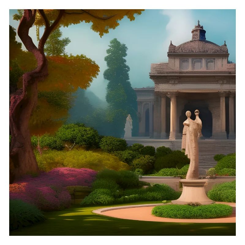 Gardens with Statue