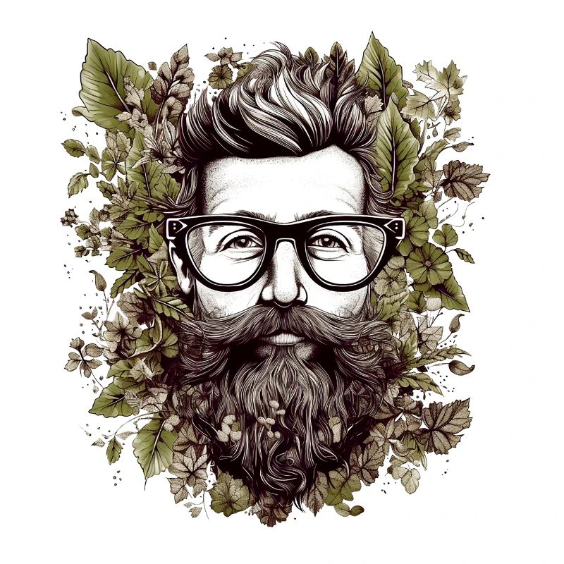 Hipster Illustration umrahmt mit Blättern