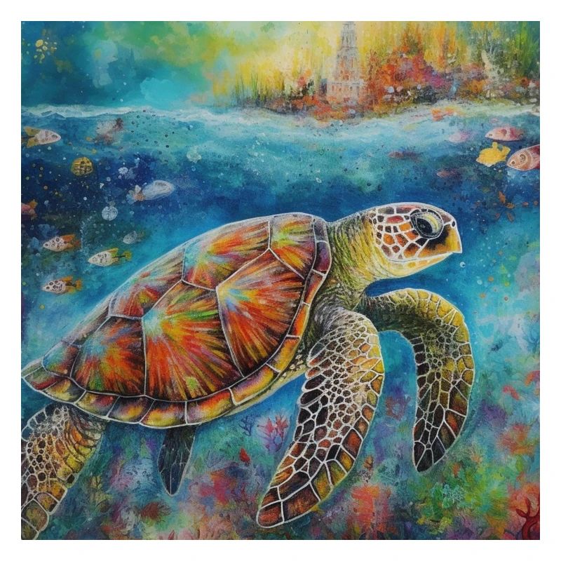 Modern Colourful Turtle Wall Art