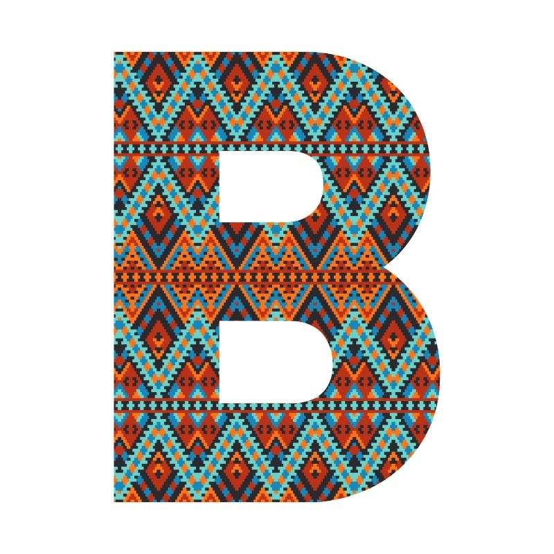 Buchstabe B- Boho-Design, buntes Monogramm
