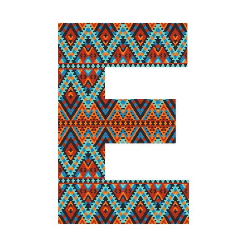 Buchstabe E-Boho-Design, buntes Monogramm