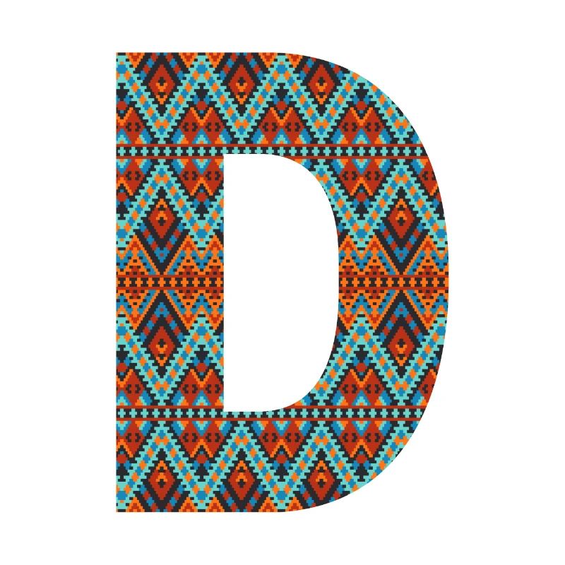Buchstabe D- Boho-Design, Buntes Monogramm