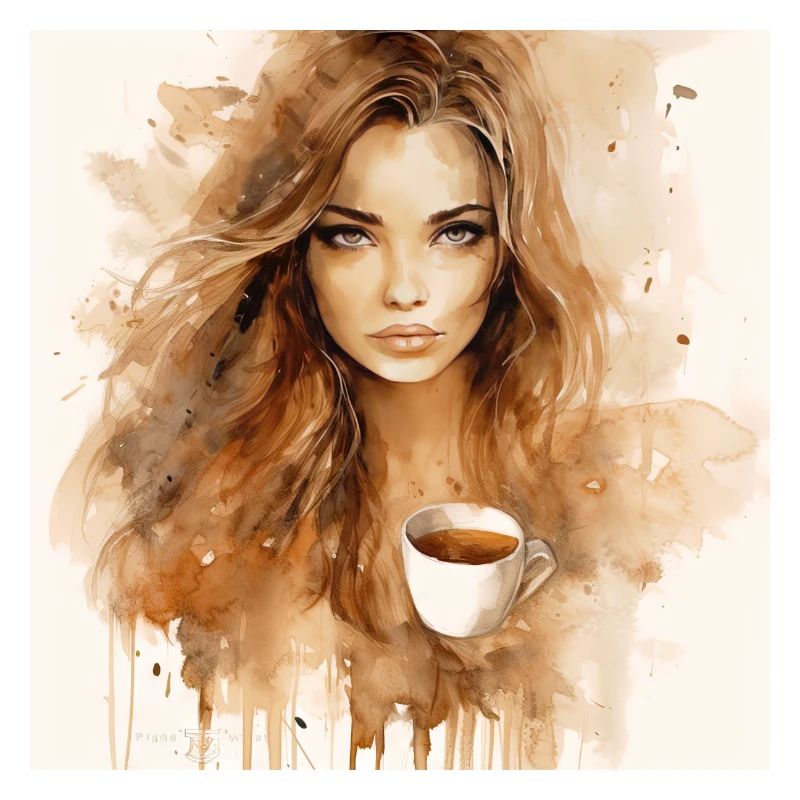 Coffee Bliss: Belle aquarelle brune d’un
