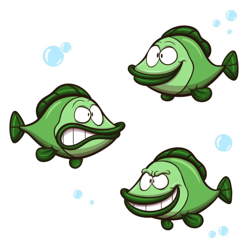 Drôle de poisson avec différentes expressions