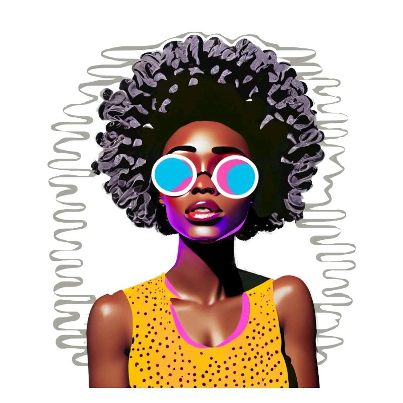 Femme avec afro dans le style pop art