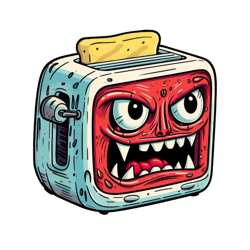 Evil toaster with toast bread