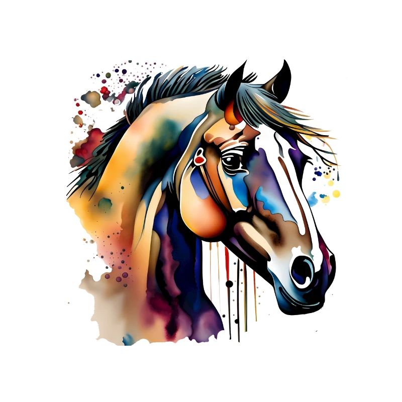Cheval coloré au look splash