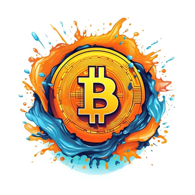 Bitcoin Logo color splash