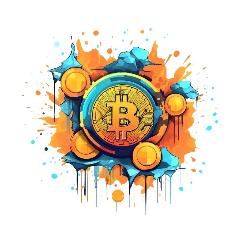 Bitcoin Color Splash logo mit münzen