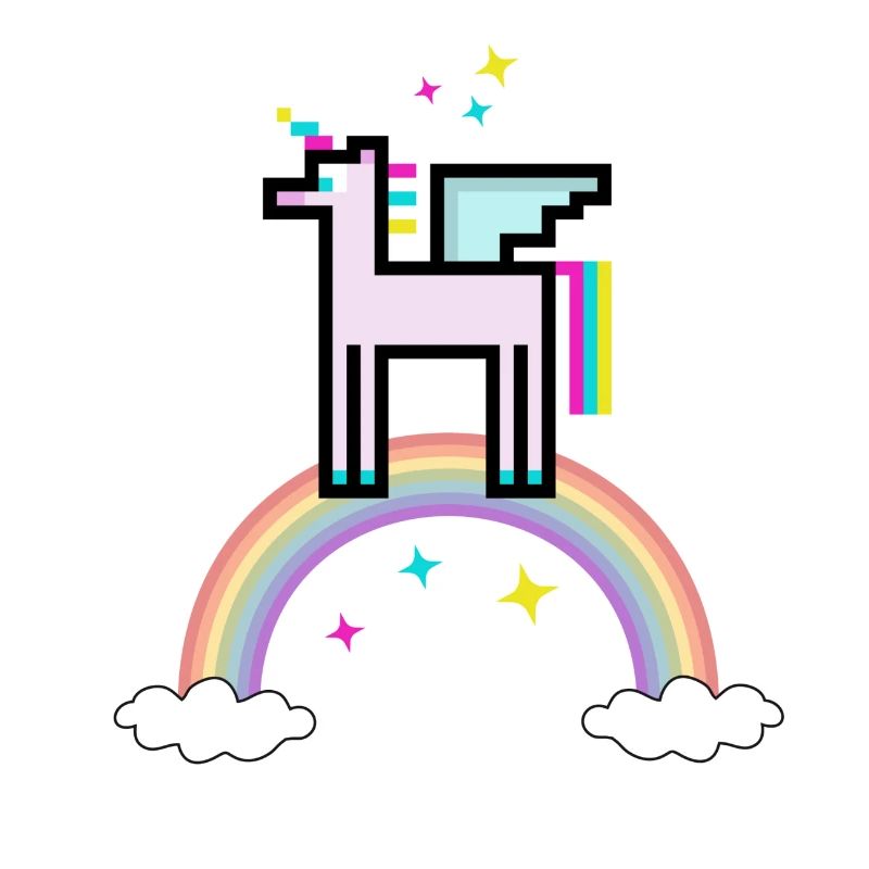 RetroUnicornArc-en-ciel