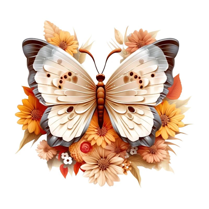 3D papillon fleur papillon fleurs beauté