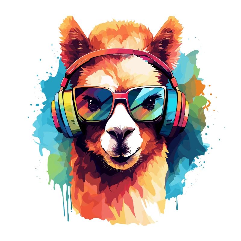 Funky Alpaka Rainbow-Art