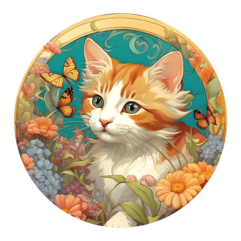 Chaton mignon dans un style naïf