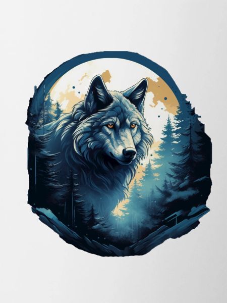 Mystical wolf at night