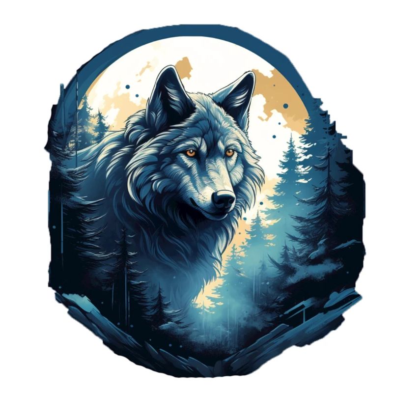 Loup mystique la nuit