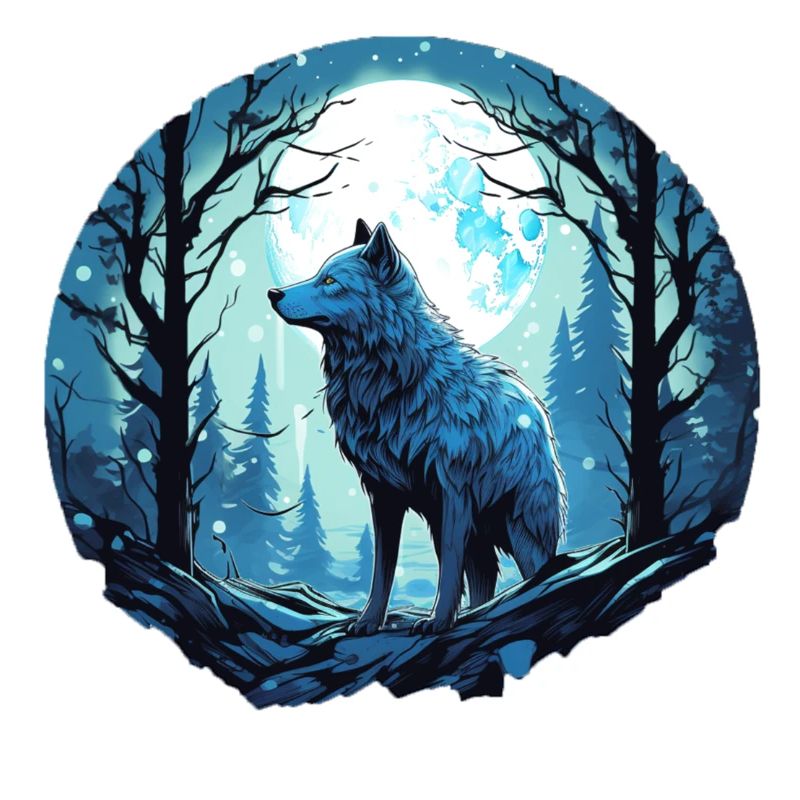 einsamer Wolf bei Vollmond