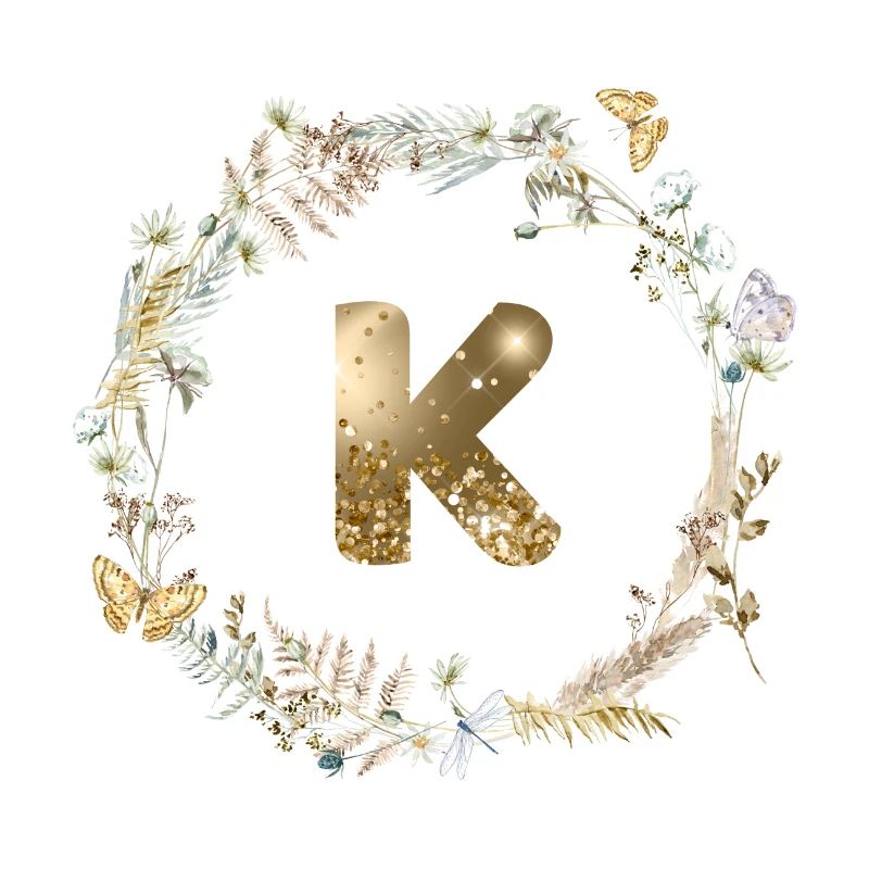 K Monogramm Glitter Boho Kranz