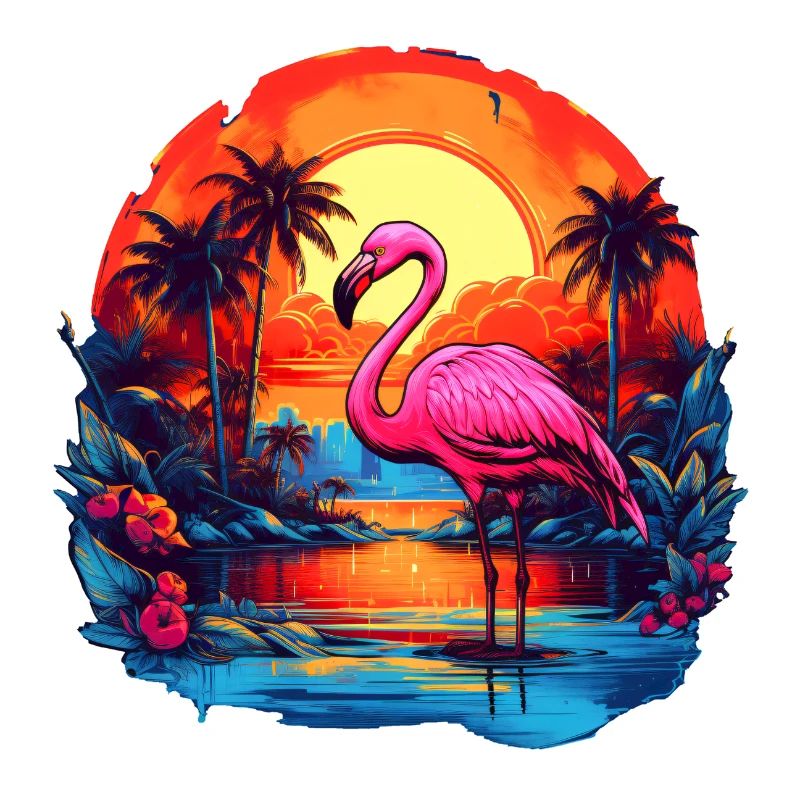 Flamingo at sunset