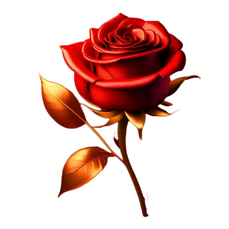 Rose rouge dorée