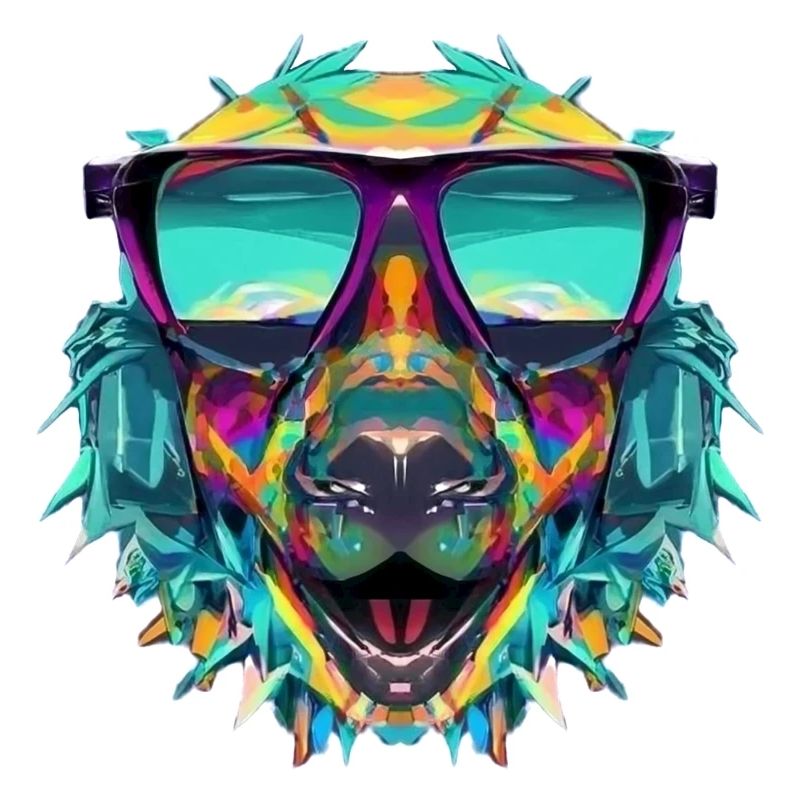 Chien Multicolore avec Lunettes de Soleil