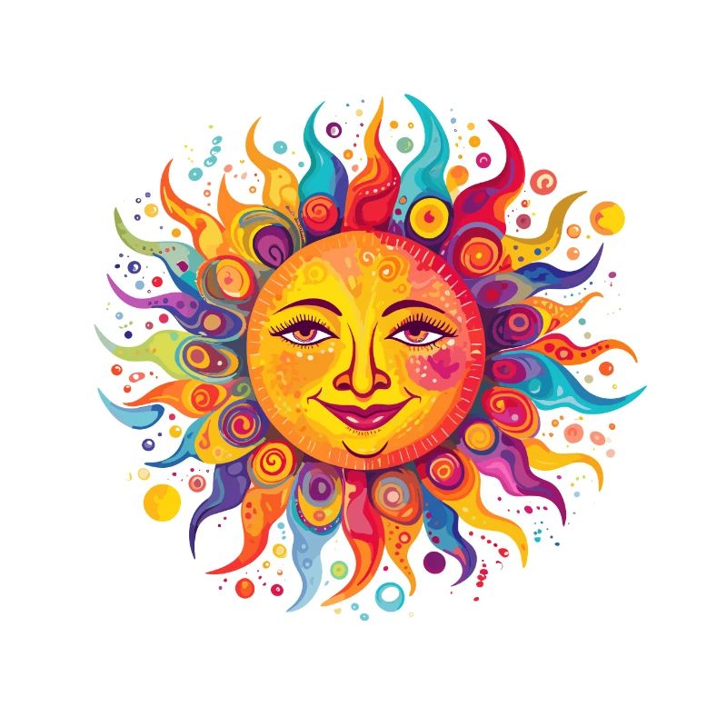 Le soleil coloré et amical
