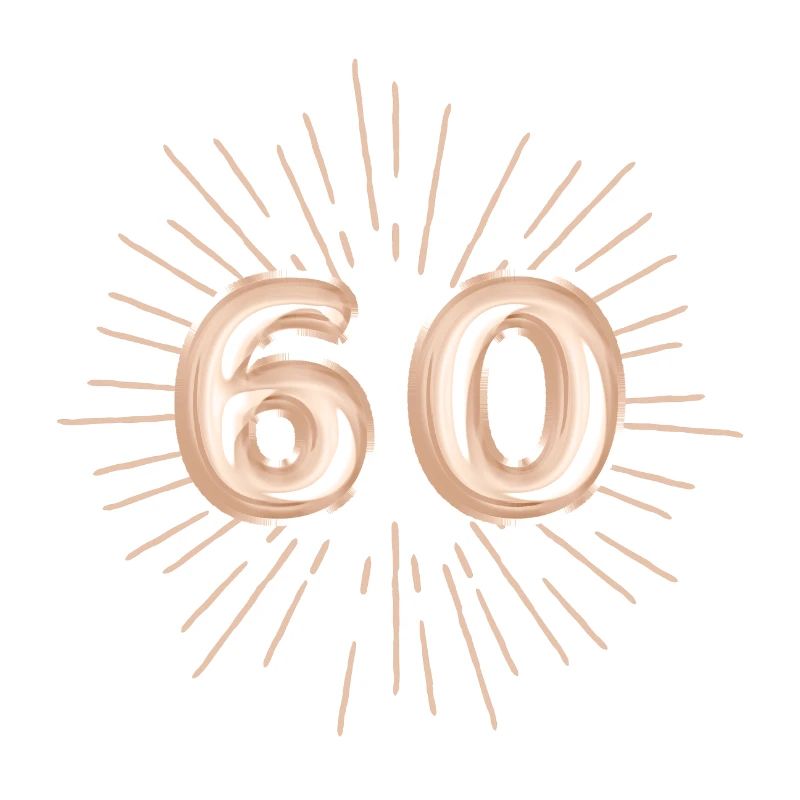 Number 60, gold, customizable