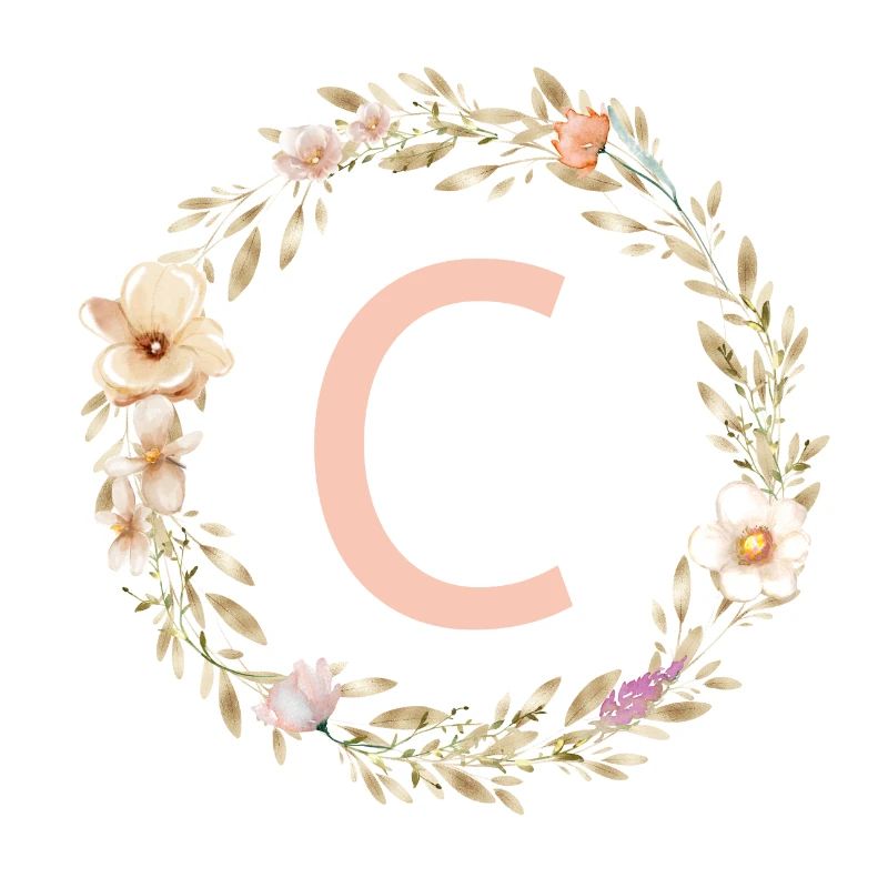 Customizable Monogram C Flower Wreath Boho