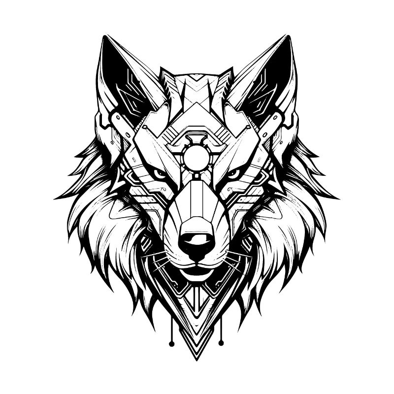 Cyber Sigilisme Wolf Tattoo Design