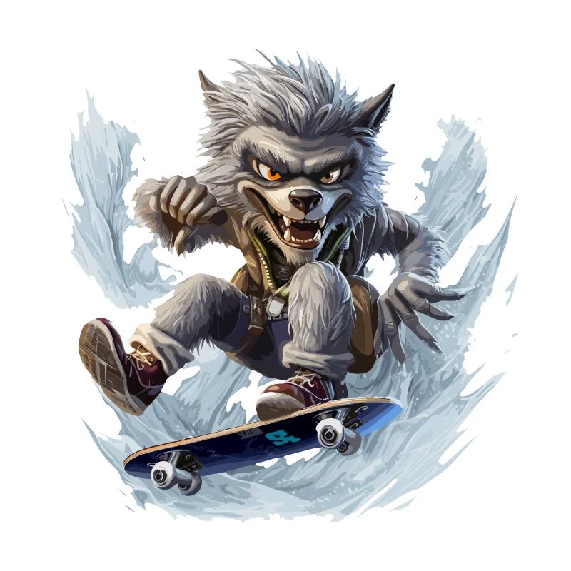 Howling Ollies: Moonlit Skateboard Werewolf Tee