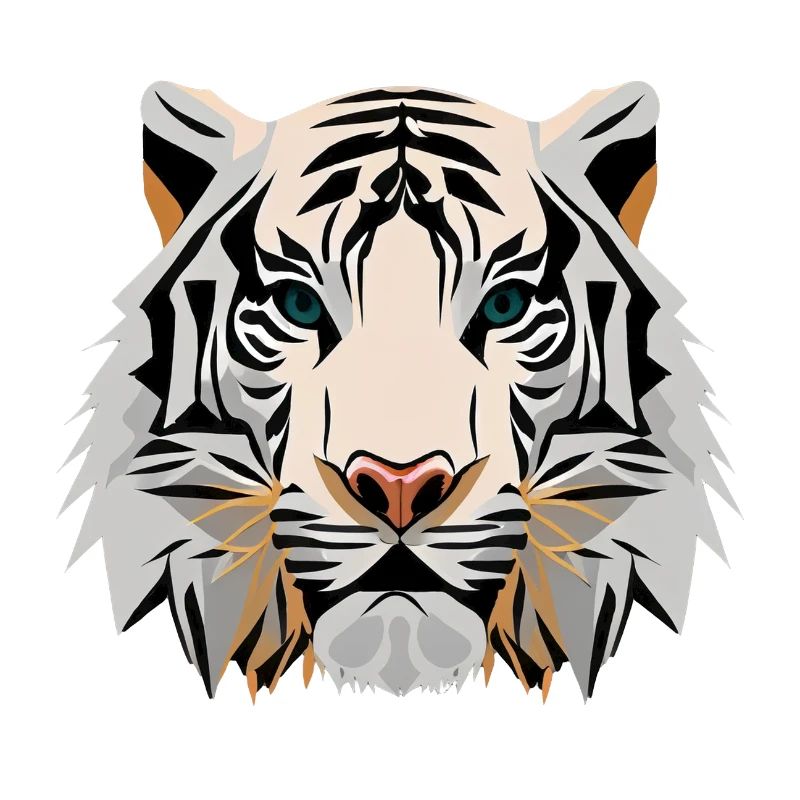 white tiger face vector look geometric proud stron