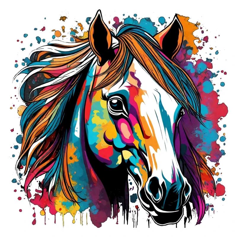 digital art Pferde Kopf Kunst Graffiti