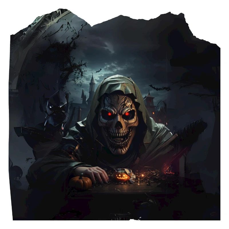 Skeleton Pumpkin Castle Dark Nightmare