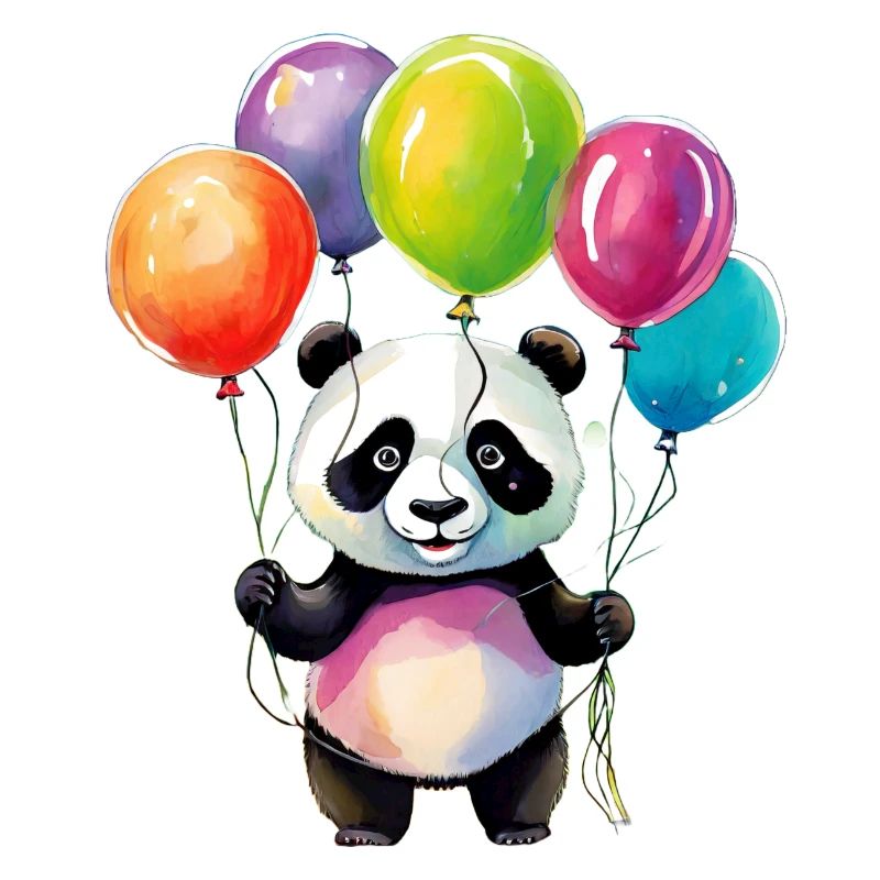 Panda with balloons