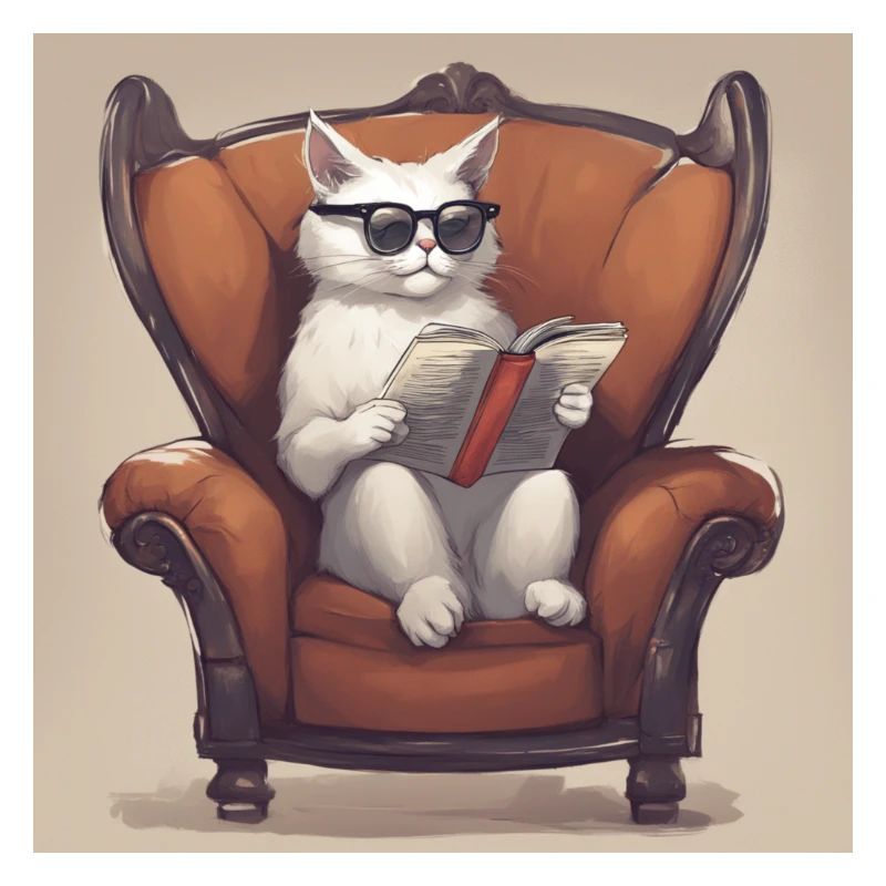Chat blanc dans un fauteuil