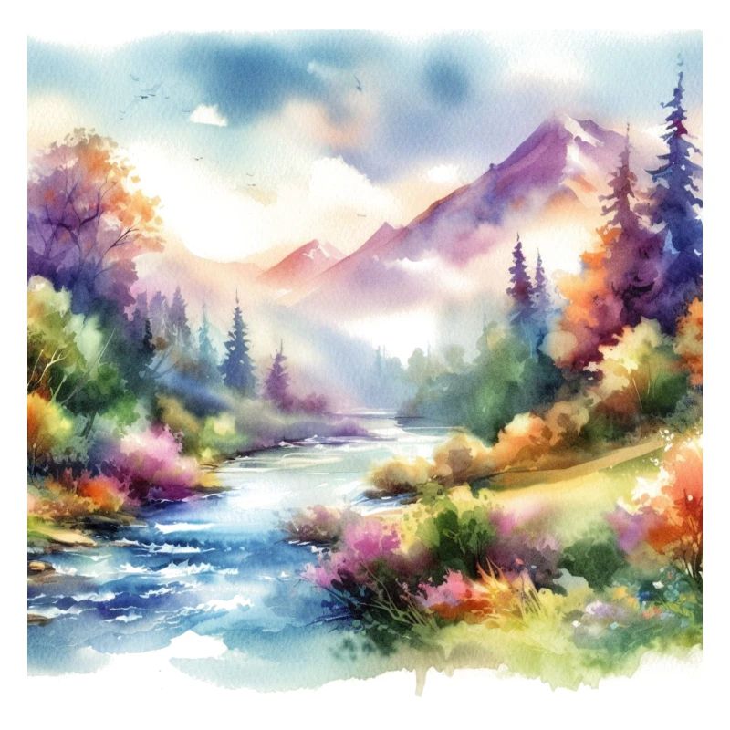 Bunte Aquarell Landschaft