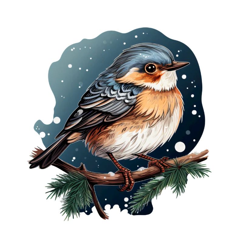 Nuit d’hiver de rêve avec oiseau