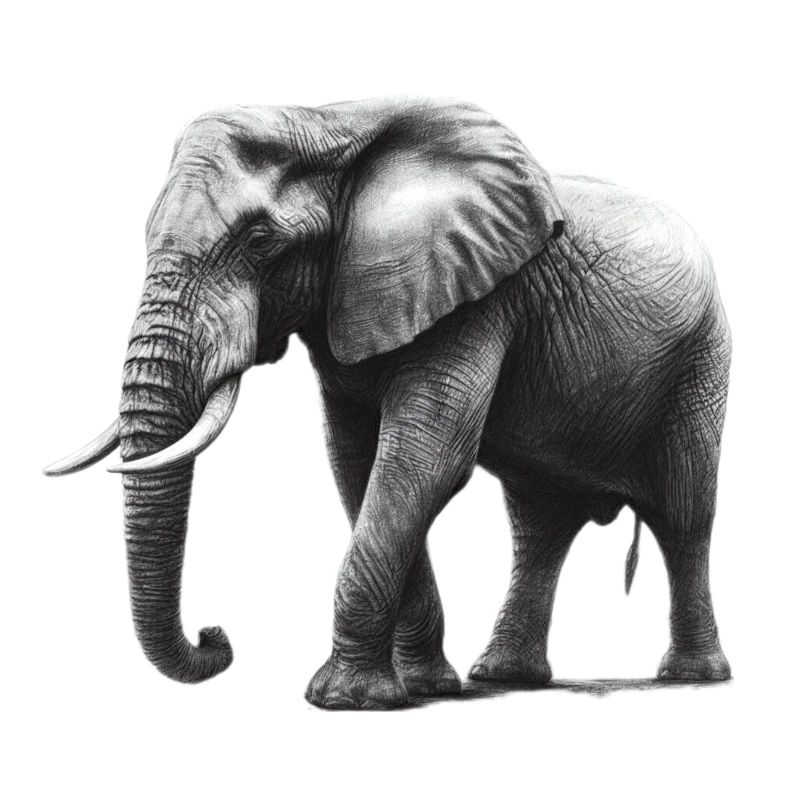 Dessiné gros éléphant gris