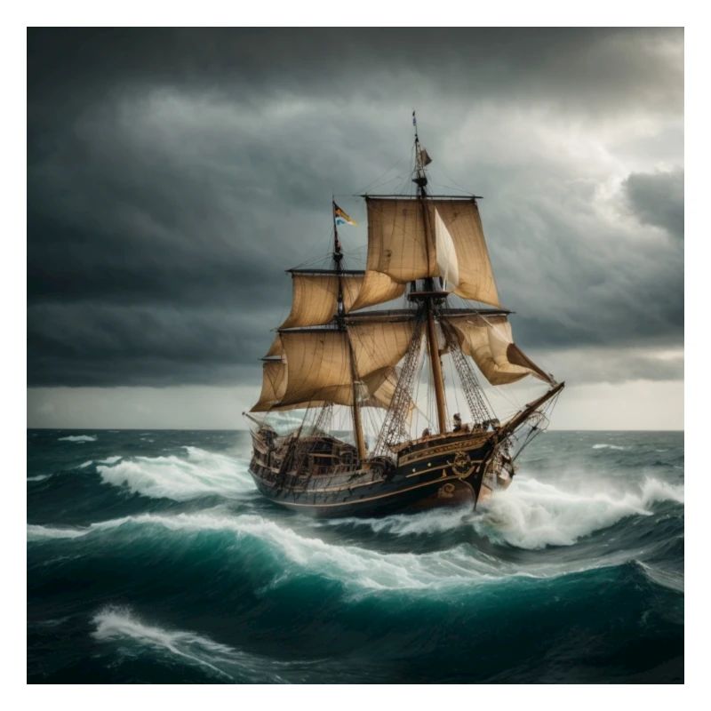 Bateau pirate dans une mer agitée